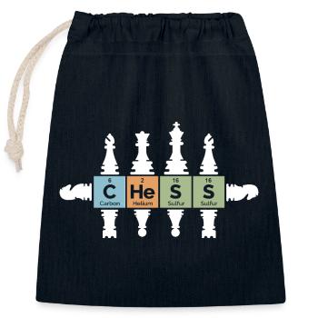 Chess retro figures periodic table funny icon - Closable cotton gift bag (25x30cm) - navy - Front