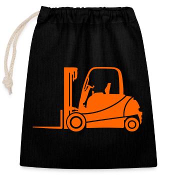 Forklift Silhouette: Transport & Forklift Driver - Closable cotton gift bag (25x30cm) - black - Front