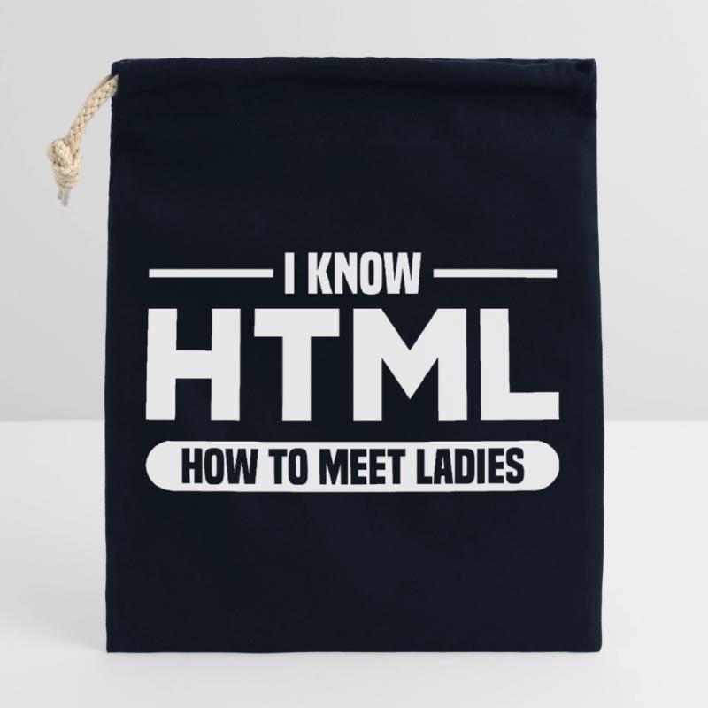 HTML Humor Code Programmer Saying Closable cotton gift bag (25x30cm)