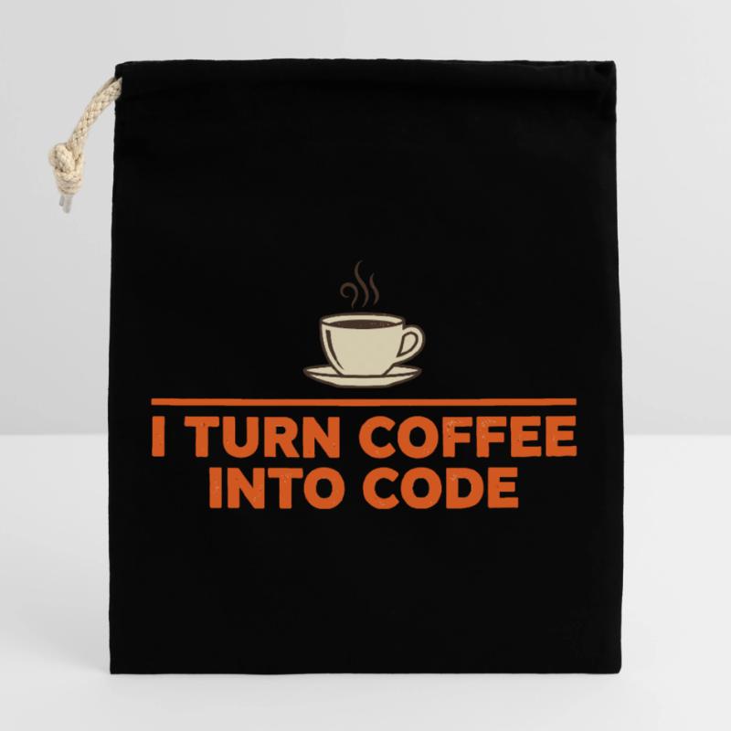 Je transforme le café en code – Programmer Retro Sac cadeau en coton avec cordon (25 x 30 cm)