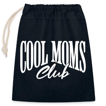 Club des mamans cool - Sac cadeau en coton avec cordon (25 x 30 cm) - bleu marine - Devant