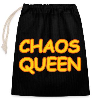 CHAOS QUEEN - Closable cotton gift bag (25x30cm) - black - Front