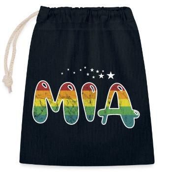 Prénom Mia Nom de jeune fille cadeau - Sac cadeau en coton avec cordon (25 x 30 cm) - bleu marine - Devant