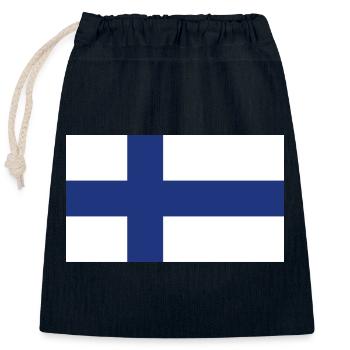 Drapeau national de la Finlande - Sac cadeau en coton avec cordon (25 x 30 cm) - bleu marine - Devant