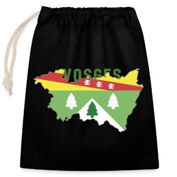 Carte des Vosges et son Blason - Sac cadeau en coton avec cordon (25 x 30 cm) - noir - Devant
