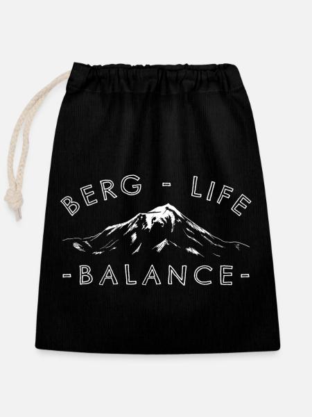 "Berg Life Balance" - Berge Alpen Dolomiten - Verschließbarer Geschenkbeutel aus Baumwolle (25x30cm) - Schwarz