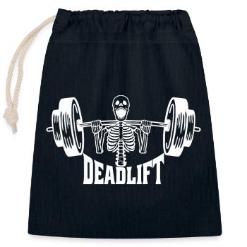 Skeleton soulevé de terre gymnase Illustration - Sac cadeau en coton avec cordon (25 x 30 cm) - bleu marine - Devant