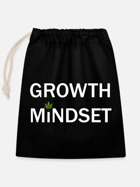 Growth Mindset - Verschließbarer Geschenkbeutel aus Baumwolle (25x30cm) - Schwarz