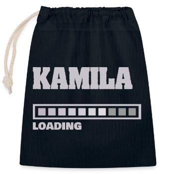 Kamila - Sac cadeau en coton avec cordon (25 x 30 cm) - bleu marine - Devant