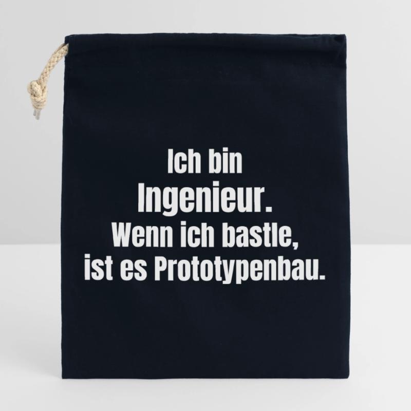 Engineer Prototype Construction Saying Closable cotton gift bag (25x30cm)