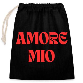 Amore Mio – Bold Red Typography Design - Verschließbarer Geschenkbeutel aus Baumwolle (25x30cm) - Schwarz - Vorne
