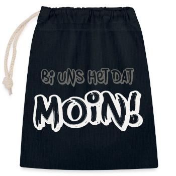 Moin : Une attitude nord-allemande envers la vie - Sac cadeau en coton avec cordon (25 x 30 cm) - bleu marine - Devant