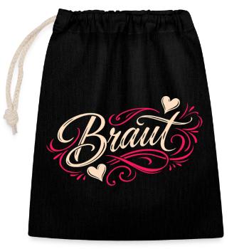 Chemise de mariée Enterrement de vie de garçon femmes Chemise de fête de jeune fille - Sac cadeau en coton avec cordon (25 x 30 cm) - noir - Devant