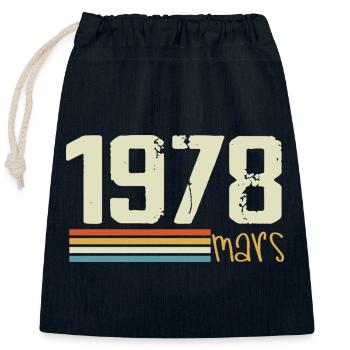 Vintage März 1978 - Verschließbarer Geschenkbeutel aus Baumwolle (25x30cm) - Navy - Vorne