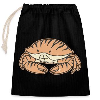 Vintage pastel coastal crab tiger stripe - Closable cotton gift bag (25x30cm) - black - Front