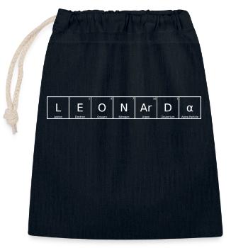 Leonarda Nom Prénom Chimie Tableau périodique - Sac cadeau en coton avec cordon (25 x 30 cm) - bleu marine - Devant