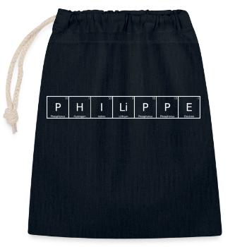 Philippe Name Vorname Chemie Periodensystem - Verschließbarer Geschenkbeutel aus Baumwolle (25x30cm) - Navy - Vorne