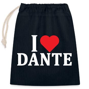 T-Shirt Ich liebe Dante T-Shirt Geschenkidee - Verschließbarer Geschenkbeutel aus Baumwolle (25x30cm) - Navy - Vorne