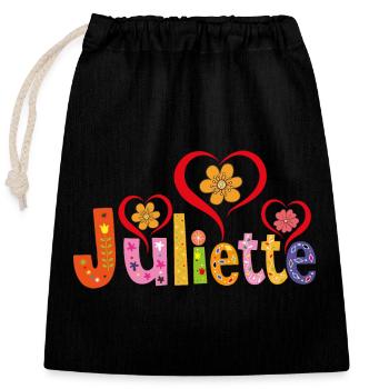 Personalized Juliette Name - Closable cotton gift bag (25x30cm) - black - Front