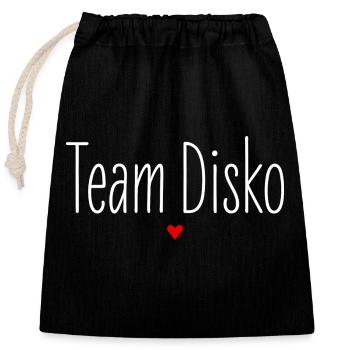 Team Disko, Partnerlook, Party Crew, Feiern Tanzen - Verschließbarer Geschenkbeutel aus Baumwolle (25x30cm) - Schwarz - Vorne