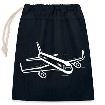 Airplane Drawing - Closable cotton gift bag (25x30cm) - navy - Front