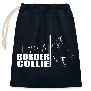 ÉQUIPE Border Collie Chiens Chien de troupeau Chiens Wilsigns - Sac cadeau en coton avec cordon (25 x 30 cm) - bleu marine - Devant