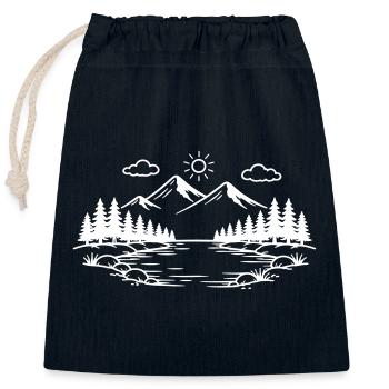 Icône nature des montagnes en plein air - Sac cadeau en coton avec cordon (25 x 30 cm) - bleu marine - Devant