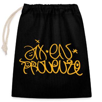 Aix en Provence Street Art Graffiti T-Shirt - Verschließbarer Geschenkbeutel aus Baumwolle (25x30cm) - Schwarz - Vorne