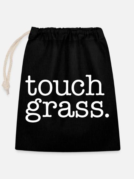Touch grass weiß - Verschließbarer Geschenkbeutel aus Baumwolle (25x30cm) - Schwarz