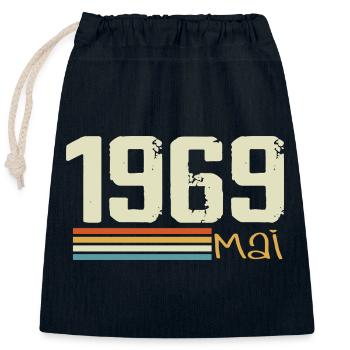 Mai 1969 - Sac cadeau en coton avec cordon (25 x 30 cm) - bleu marine - Devant