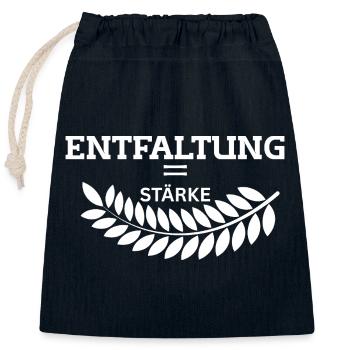 ENTFALTUNG – Deine wahre Stärke - Verschließbarer Geschenkbeutel aus Baumwolle (25x30cm) - Navy - Vorne