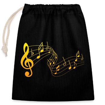 Musical notes - Closable cotton gift bag (25x30cm) - black - Front