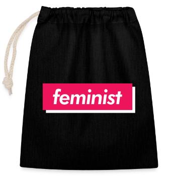 feminist - Closable cotton gift bag (25x30cm) - black - Front