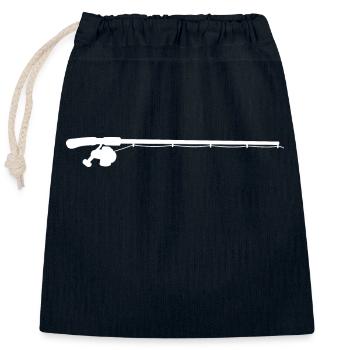 fishing rod - Closable cotton gift bag (25x30cm) - navy - Front