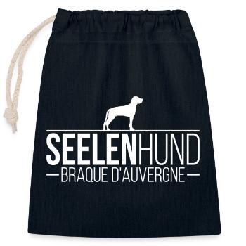 Braque d Auvergne Seelenhund Hundespruch Wilsigns - Verschließbarer Geschenkbeutel aus Baumwolle (25x30cm) - Navy - Vorne