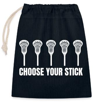 Lacrosse Schläger - Verschließbarer Geschenkbeutel aus Baumwolle (25x30cm) - Navy - Vorne