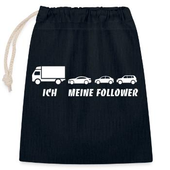 Ich und meine Follower - LKW - Stau - Verschließbarer Geschenkbeutel aus Baumwolle (25x30cm) - Navy - Vorne