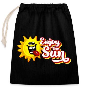 Enjoy the sun / Summer feeling / Retro-Look - Verschließbarer Geschenkbeutel aus Baumwolle (25x30cm) - Schwarz - Vorne