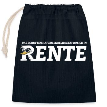 Rente Ente Cartoon Das Schuften hat ein Ende - Verschließbarer Geschenkbeutel aus Baumwolle (25x30cm) - Navy - Vorne