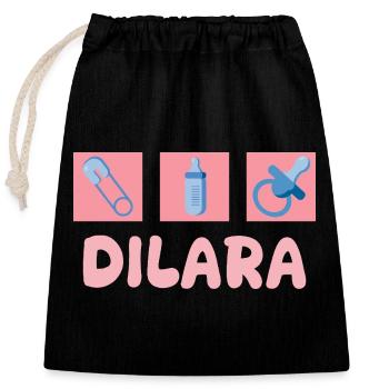 Pacifier Dilara - Closable cotton gift bag (25x30cm) - black - Front
