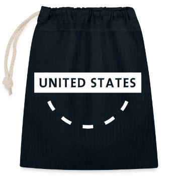 USA Circular Text Emblem - Closable cotton gift bag (25x30cm) - navy - Front