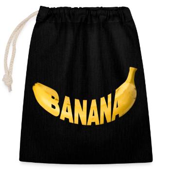 Imprimé de ruban en lettres bananes - Sac cadeau en coton avec cordon (25 x 30 cm) - noir - Devant