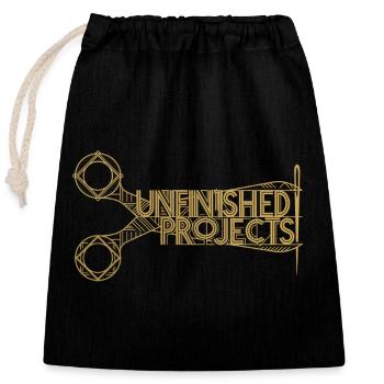 Unfinished Projects Scissors - Closable cotton gift bag (25x30cm) - black - Front
