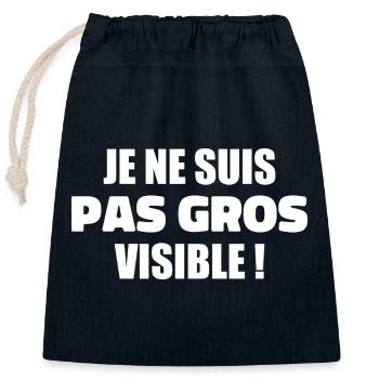 Humour : Je ne suis pas gros, je suis visible ! - Sac cadeau en coton avec cordon (25 x 30 cm) - bleu marine - Devant