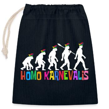 Homo Carnival | Evolution of Fools, Shrovetide - Closable cotton gift bag (25x30cm) - navy - Front
