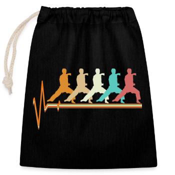 Cadeau d’arts martiaux rétro Karate Heartbeat Echo - Sac cadeau en coton avec cordon (25 x 30 cm) - noir - Devant