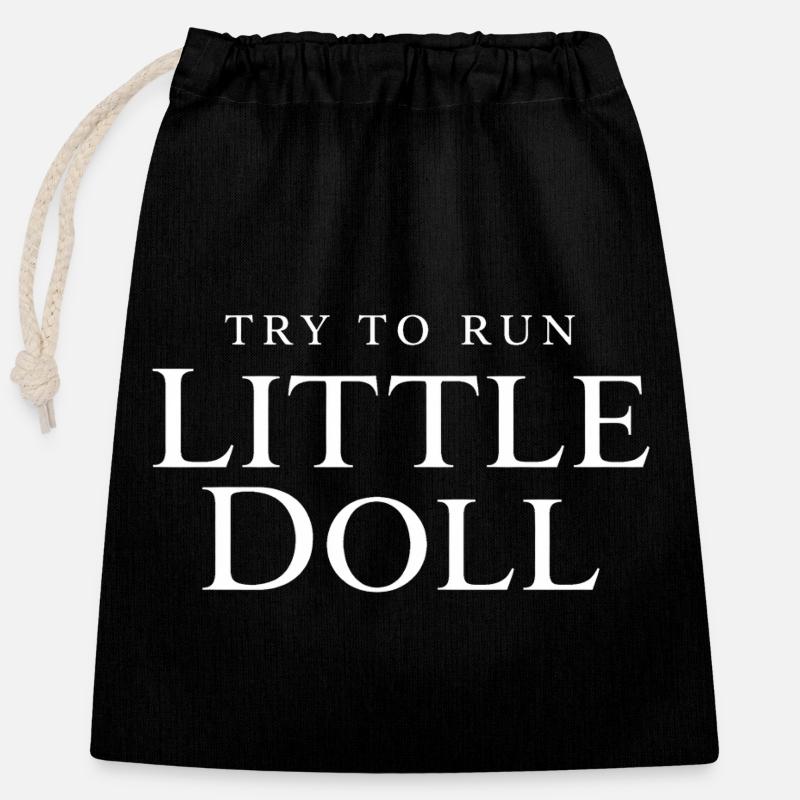 Try to run Little doll - Closable cotton gift bag (25x30cm) - black