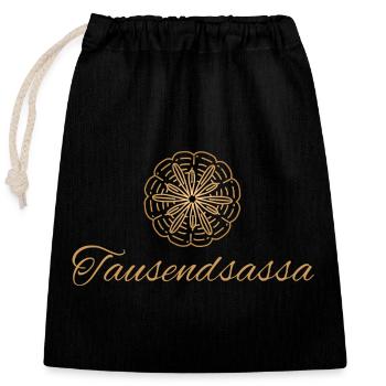 Tausendsassa - Wortschätze - vergessene Wörter - Verschließbarer Geschenkbeutel aus Baumwolle (25x30cm) - Schwarz - Vorne