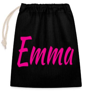 Emma - Verschließbarer Geschenkbeutel aus Baumwolle (25x30cm) - Schwarz - Vorne