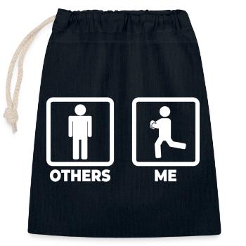 Rugby player stick figure - Closable cotton gift bag (25x30cm) - navy - Front